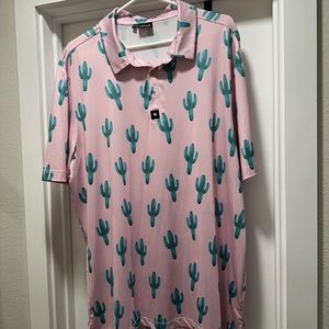 Pink cactus golf shirt